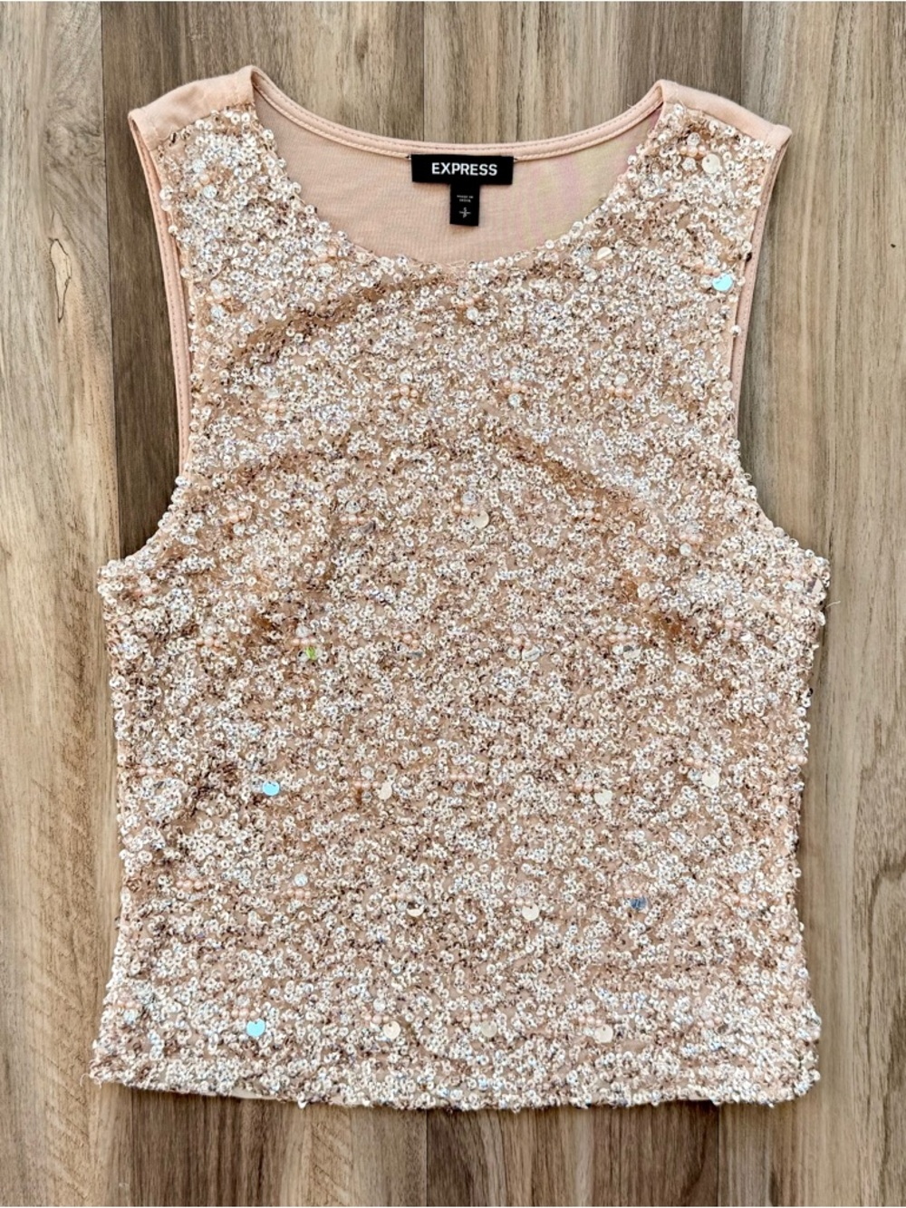 EXPRESS Pink Sequined Sleeveless Top Size S